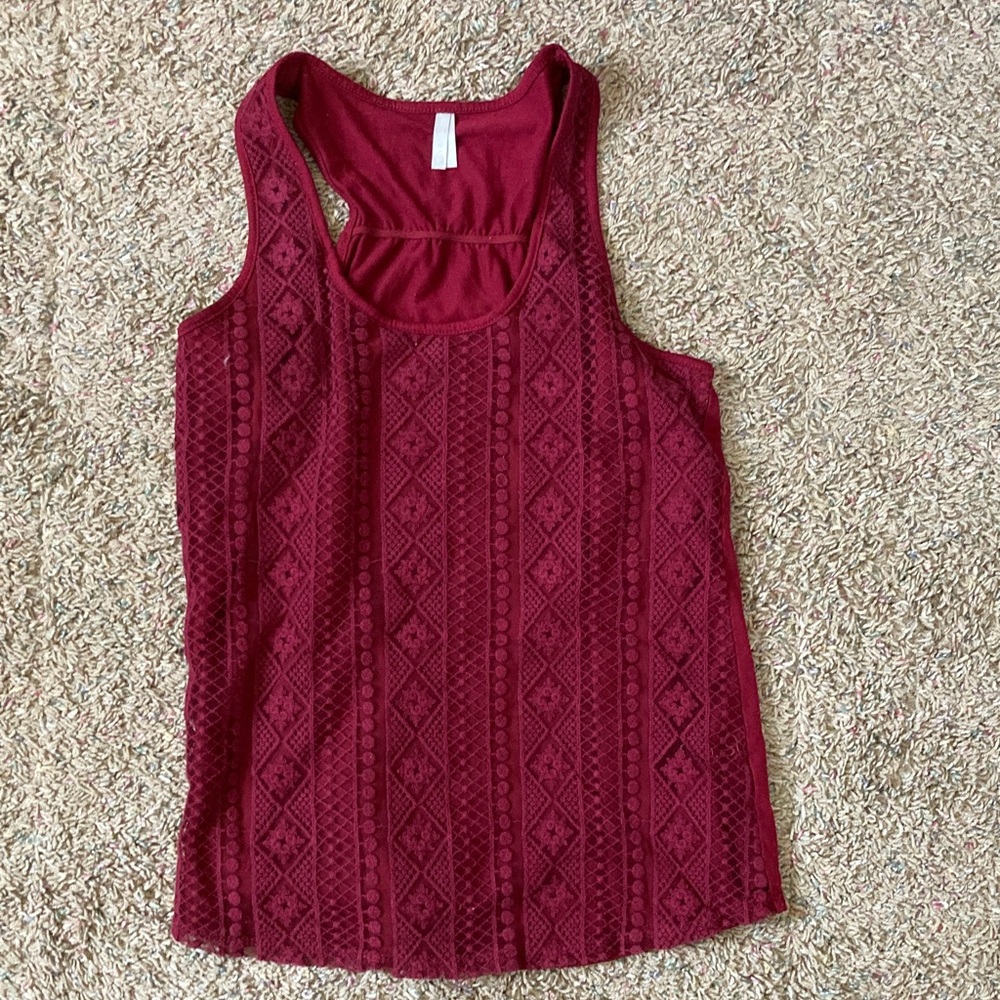 Vanity Burgundy Textured Racerback Tank Top